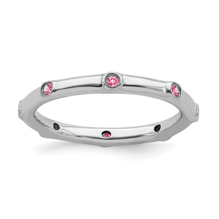 Sterling Silver Stackable Expressions Pink Tourmaline Ring | QSK383 ,