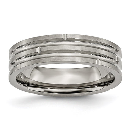 Titanium Grooved 6mm Polished and Satin Band | TB329 ,