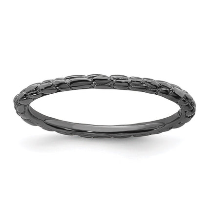 Sterling Silver Stackable Expressions Black-plated Twisted Ring | QSK181 ,