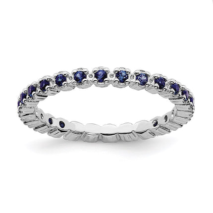 Sterling Silver Stackable Expressions Created Sapphire Ring | QSK358 ,