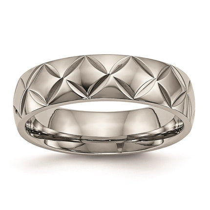 Titanium Polished Diamond Cut Ring | TB459 ,