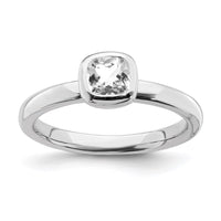 Sterling Silver Stackable Expressions Cushion Cut White Topaz Ring | QSK449 ,