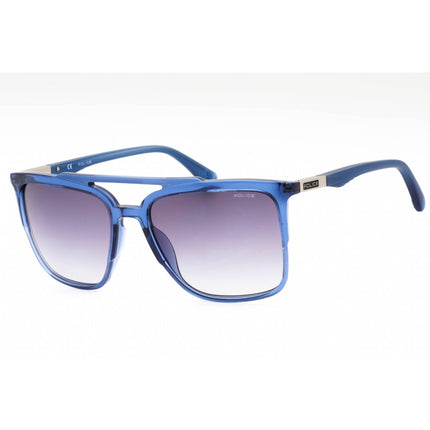 Police Men's Sunglasses - Shiny Transparent Blue Plastic Square Frame | SPL363 0955 ,