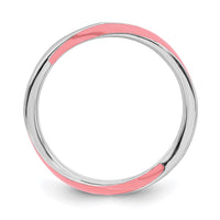 Sterling Silver Stackable Expressions Twisted Pink Enameled Ring | QSK568 ,