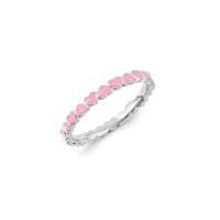 Sterling Silver Stackable Expressions Pink Enameled Ring | QSK1142 ,