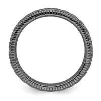 Sterling Silver Stackable Expressions Ruthenium-plated Patterned Ring | QSK1565 ,