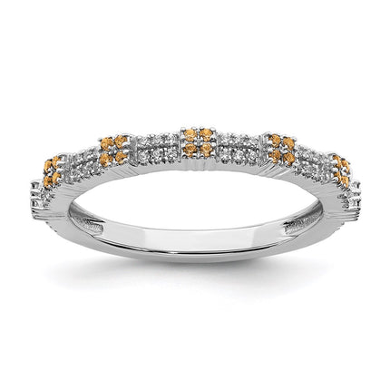 Sterling Silver Stackable Expressions Citrine & Diamond Ring | QSK2158 ,