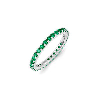 Sterling Silver Stackable Expressions Created Emerald Ring | QSK1170 ,