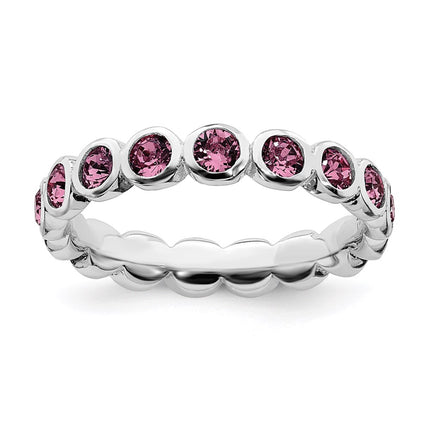 Sterling Silver Stackable Expressions October Swarovski Ring | QSK982 ,