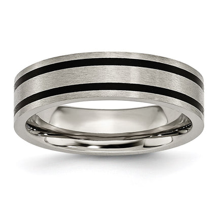 Titanium Brushed Enameled Flat 6mm Band | TB344 ,
