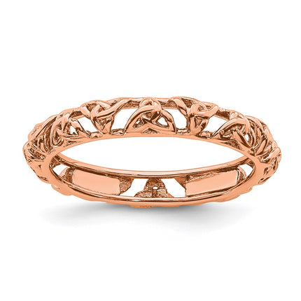 Sterling Silver Stackable Expressions Pink-plated Celtic Knot Ring | QSK2008 ,