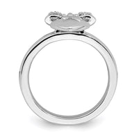 Sterling Silver Stackable Expressions Heart with Bow Diamond Ring | QSK329 ,
