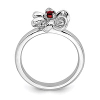Sterling Silver Stackable Expressions Polished Garnet Flower Ring | QSK115 ,
