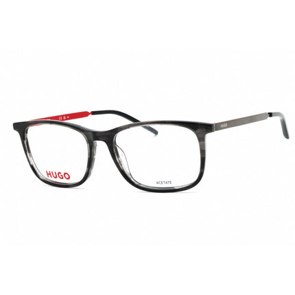 Hugo Men's Eyeglasses - Striped Grey Acetate/Metal Square Full Rim | HG 1018 0PZH 00 ,