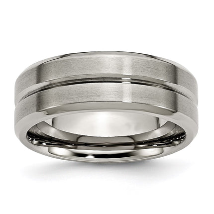 Titanium Grooved Beveled Edge 8mm Brushed and Polished Band | TB171 ,