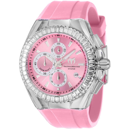 Technomarine Men's Crystal Watch - Cruise Glitz Pink Dial Black Strap | TM-121151 ,