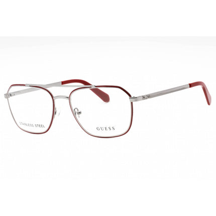 Guess Men's Eyeglasses - Shiny Gunmetal Metal Geometric Full Rim Frame | GU50049 008 ,
