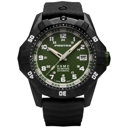 ProTek Men's Watch - USMC Series Automatic Green Dial Genuine Rubber Strap | 1215 ,