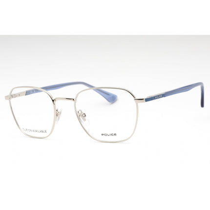 Police Women's Eyeglasses - Silver Metal Square Frame Clear Demo Lens | VPLD20 0579 ,