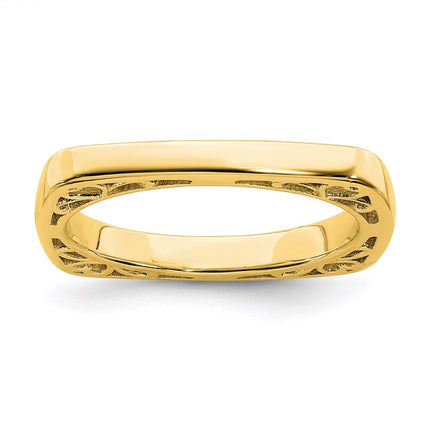 Sterling Silver Stackable Expressions Polished Gold-plated Square Ring | QSK780 ,