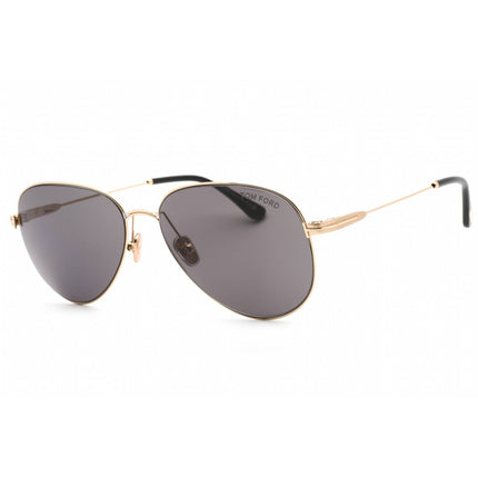 Tom Ford Unisex Sunglasses - Shiny Rose Gold Metal Pilot Shape Frame | FT0993 28A ,