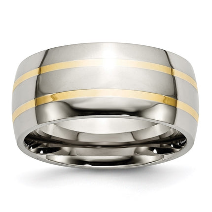 Titanium 14k Yellow Inlay 10mm Polished Band | TB141 ,