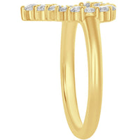 Classic Unisex Gold Open Heart White CZ Ring - W-1939 ,