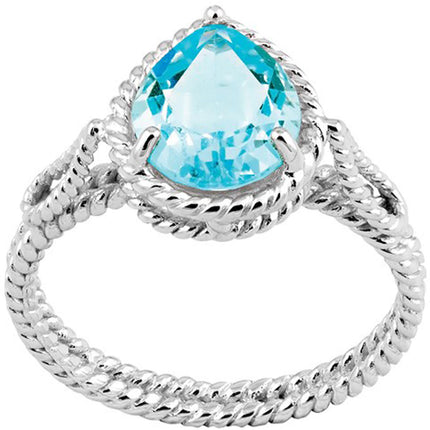 Classic Women's Blue Topaz Twisted Wire Ring - W-9256 ,