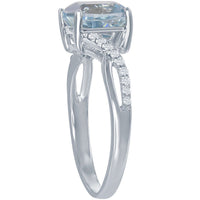 Classic Women's Blue Topaz with White Topaz Ring - W-1677 ,
