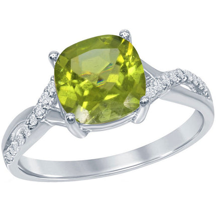 Classic Women's Citrine with White Topaz Gem Ring - W-1681 ,