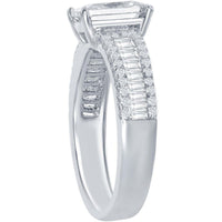 Classic Women's Emerald Cut White CZ Band Ring - W-1864 ,