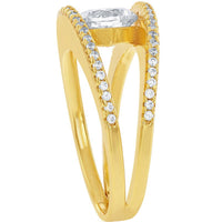 Classic Women's Gold Tone with Double Row CZ Ring - W-1600 ,