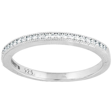Classic Women's Micro Pave CZ Thin Band Ring - W-9318 ,