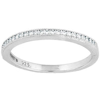 Classic Women's Micro Pave CZ Thin Band Ring - W-9318 ,