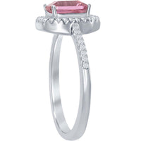 Classic Women's Pink with White CZ Polished Ring - W-1871 ,