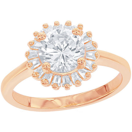Classic Women's RG Baguette and Round CZ Ring - W-1653 ,