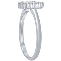 Classic Women's Silver Clear CZ Horseshoe Ring - W-7623 ,