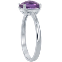Classic Women's Silver Cushion-cut Amethyst Ring - W-1483 ,
