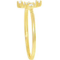 Classic Women's Silver Gold Tone CZ Cross Ring - W-1410 ,