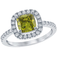 Classic Women's Silver Peridot and White CZ Ring - W-1331 ,