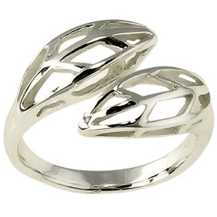 Classic Women's Silver Shiny Leaves Design Ring - W-9015 ,