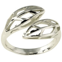 Classic Women's Silver Shiny Leaves Design Ring - W-9015 ,