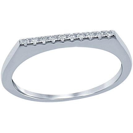 Classic Women's Silver Shiny Thin White CZ Ring - W-1478 ,