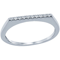 Classic Women's Silver Shiny Thin White CZ Ring - W-1478 ,