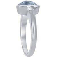 Classic Women's Silver Square Blue Topaz Ring - W-9861 ,
