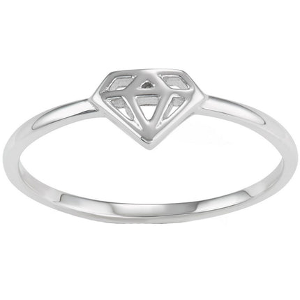 Classic Women's Silver Tone Diamond Shaped Ring - W-1605 ,