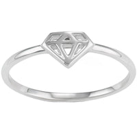 Classic Women's Silver Tone Diamond Shaped Ring - W-1605 ,