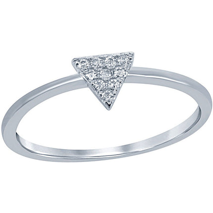 Classic Women's Sterling Silver CZ Triangle Ring - W-1479 ,