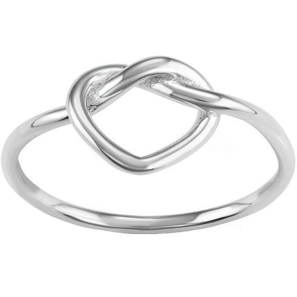 Classic Women's Sterling Silver Heart Knot Ring - W-1622 ,