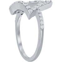 Classic Women's Sterling Silver Triangle CZ Ring - W-1263 ,